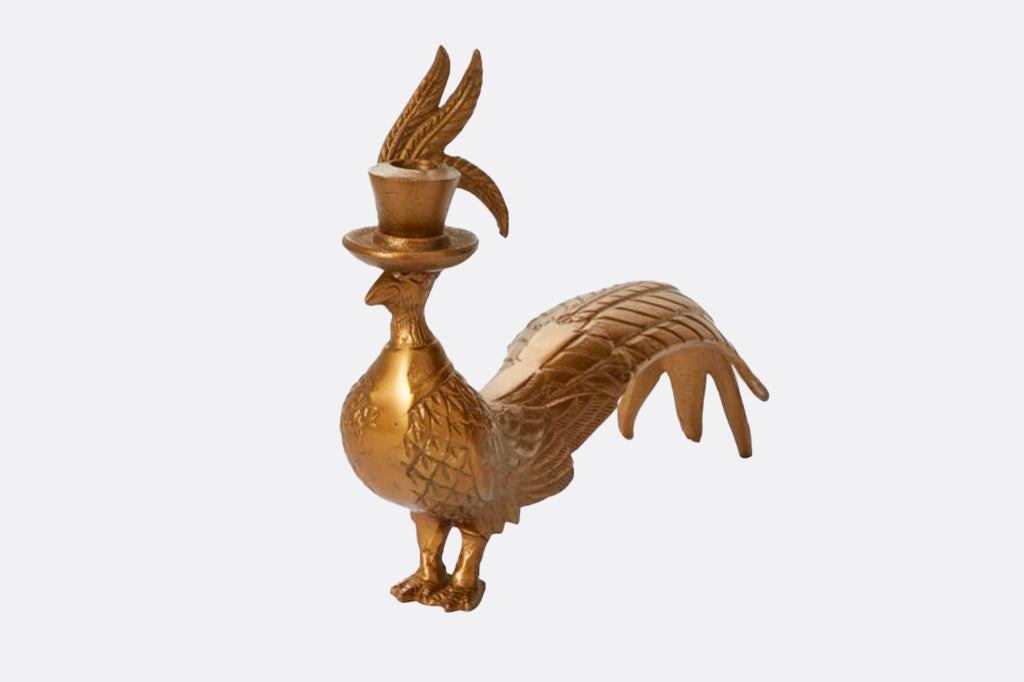 pheasant wearing a top hat and collar is an autumn-themed taper candlestick