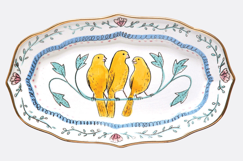 Canary Trio Decorative Ceramic Plate