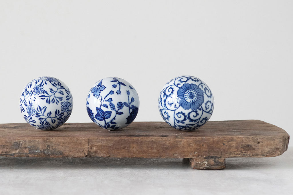 Chinoiserie Ceramic Orbs Set of 3