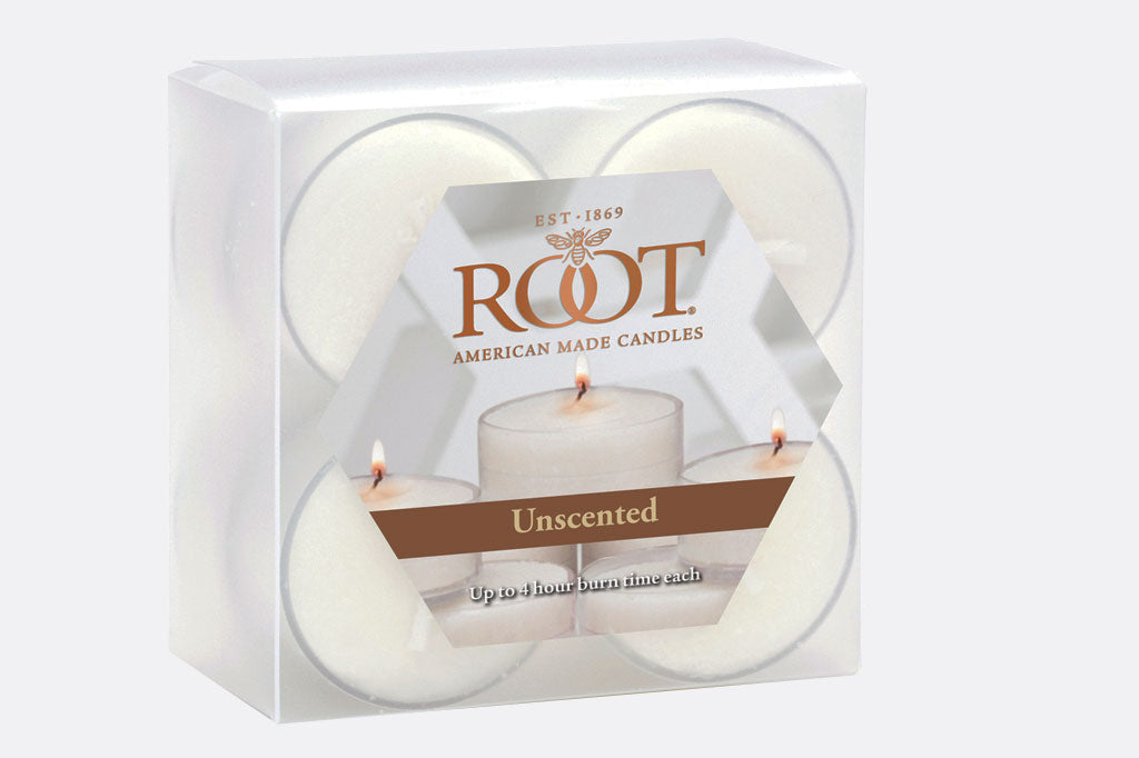 Root Candles Tealight Candles Pack of 8 in Clear Cup