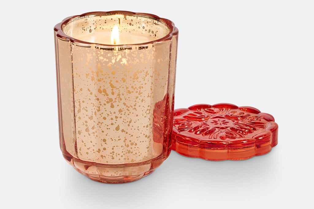 Crushed Citrus Floral Top Glass Candle