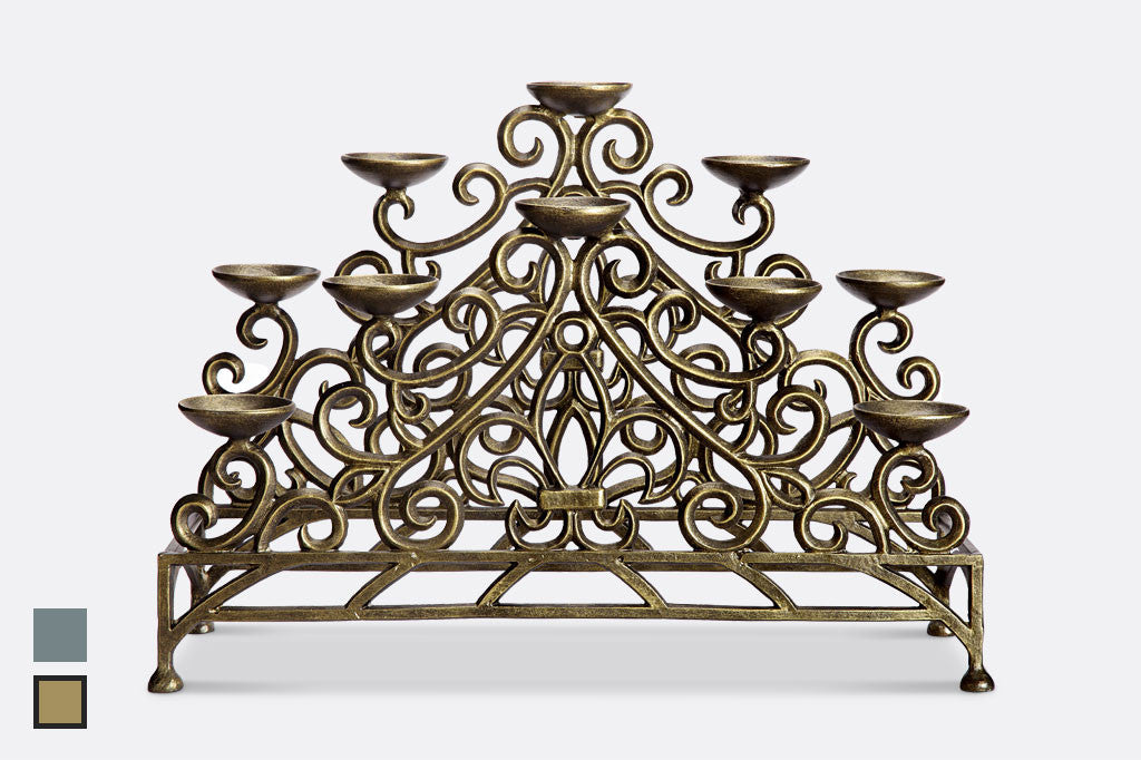 Stylized Fleur de Lys Fireplace Candelabra Bronze