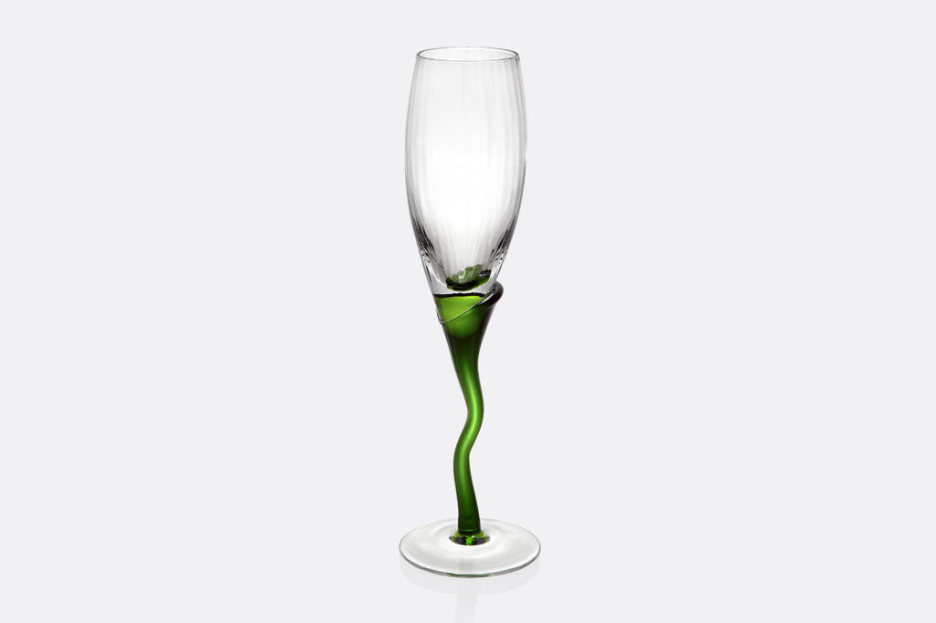 Spring Green Stem Champagne Flute Set of 6