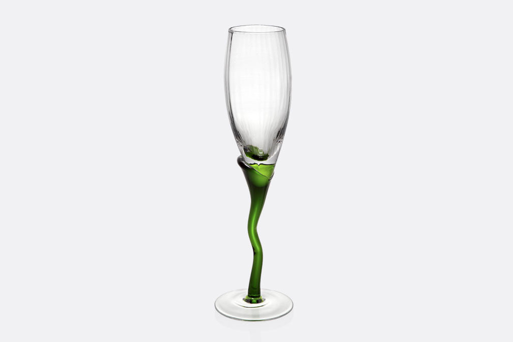 Spring Green Stem Champagne Flute Set of 8