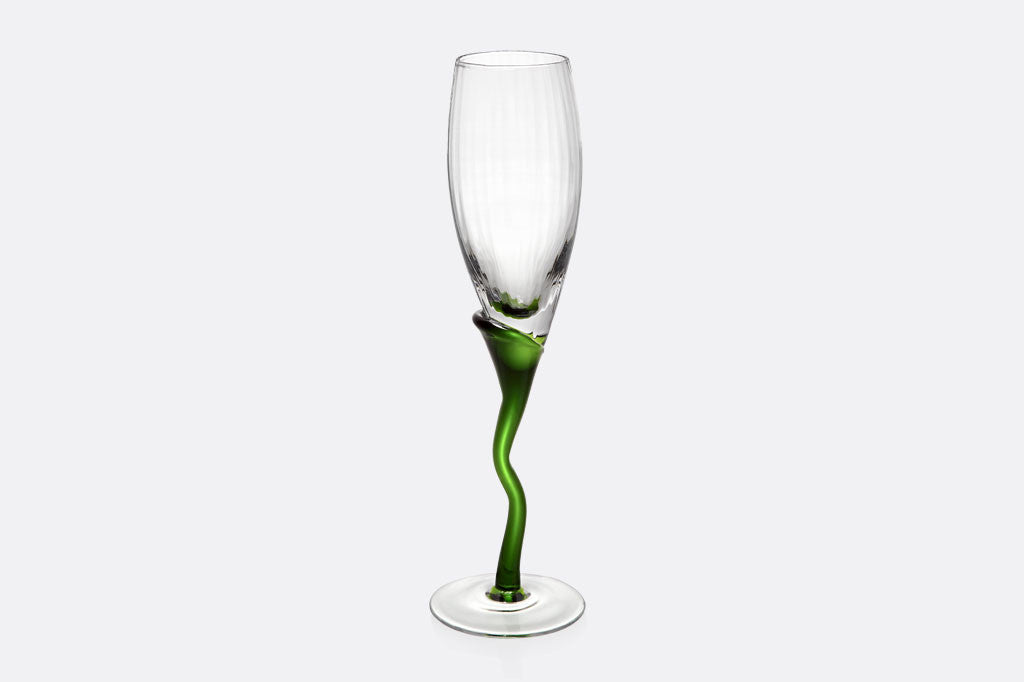 Spring Green Stem Champagne Flute Set of 9