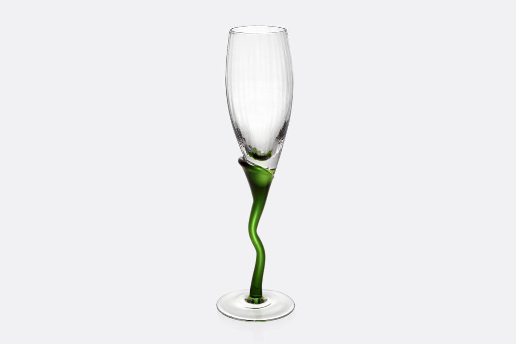 Spring Green Stem Champagne Flute