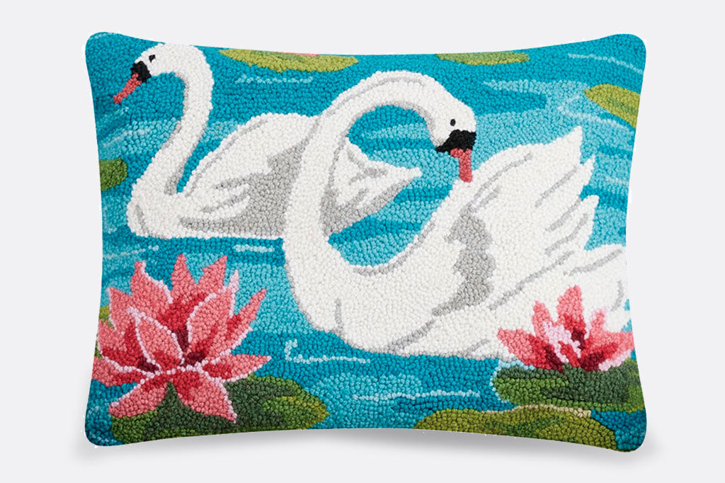Swan Romance Hooked Lumbar Pillow