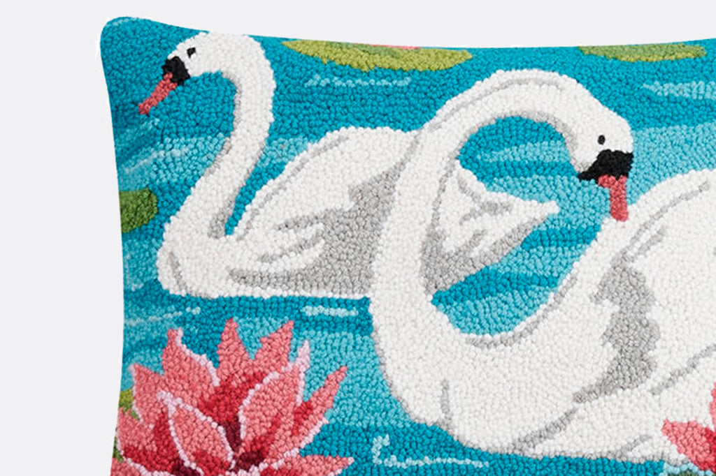 Swan Romance Hooked Lumbar Pillow