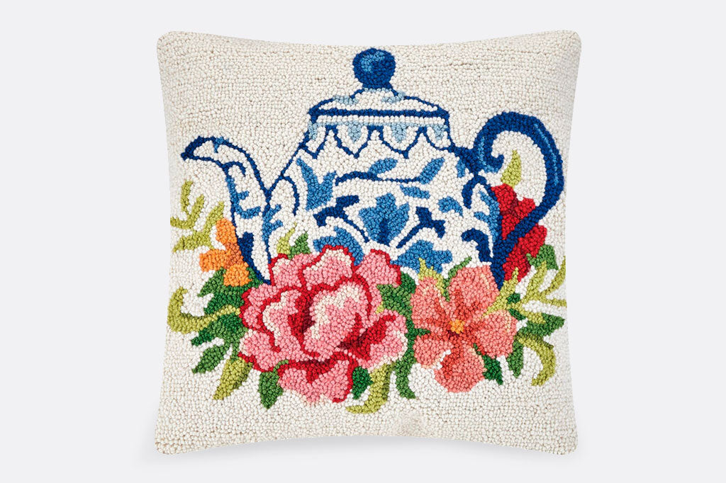 Tea Time with Me Hooked Pillow