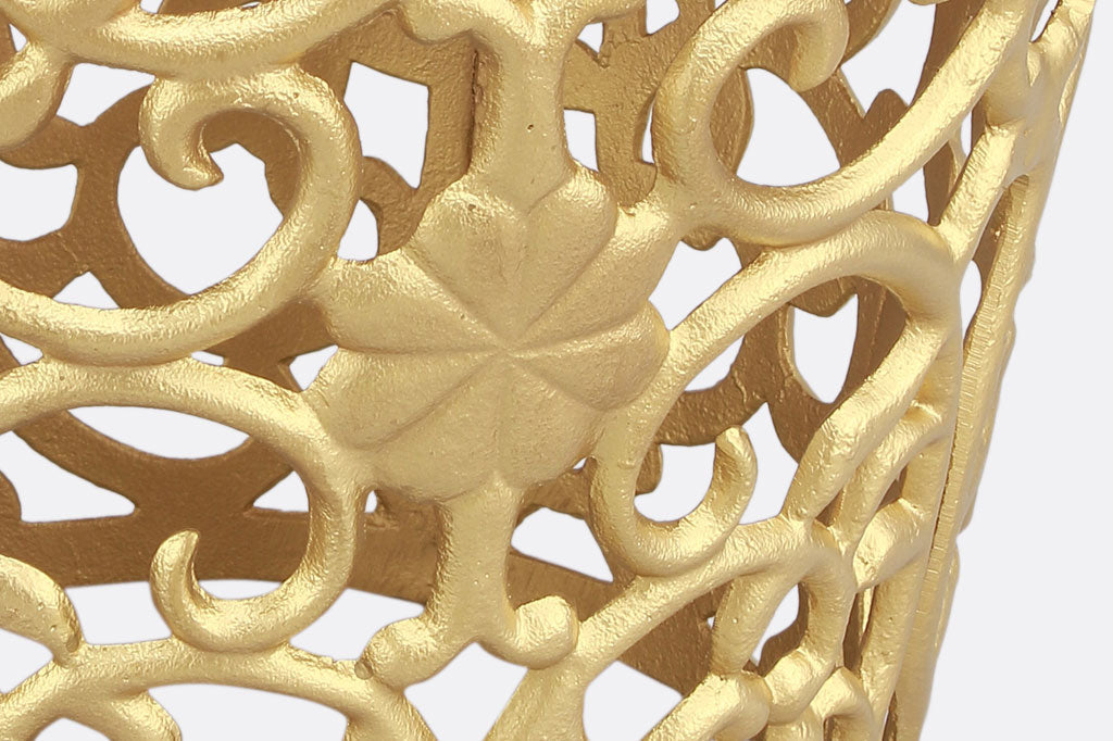 Close up detail of Leaf and Lattice Pattern Garden Stool