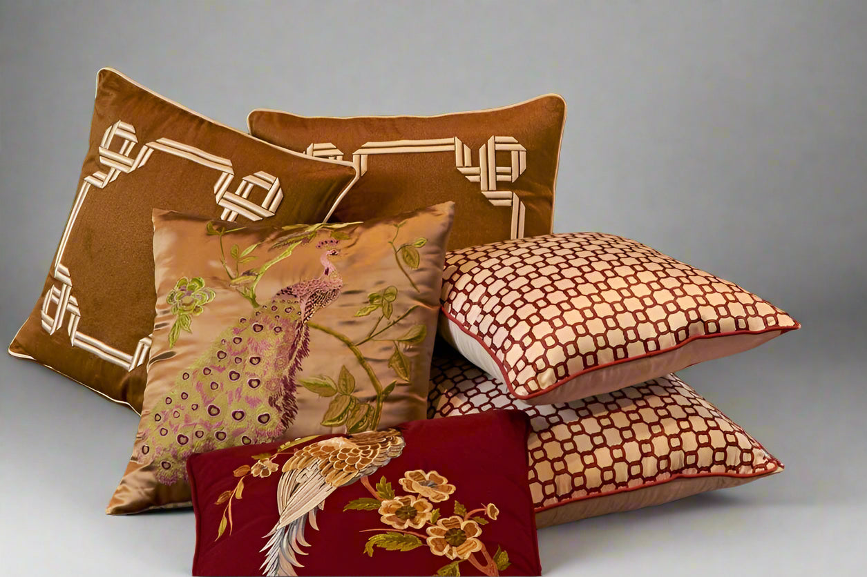throw pillows shown on the ground
