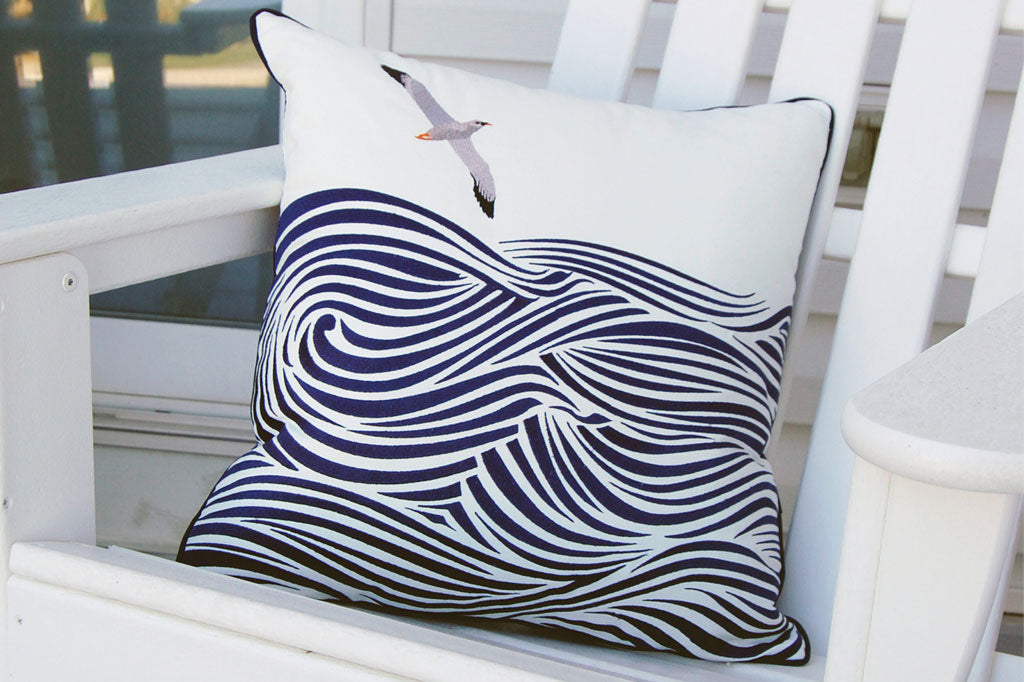 Soaring and Swirling Embroidered Indoor/Outdoor Pillow