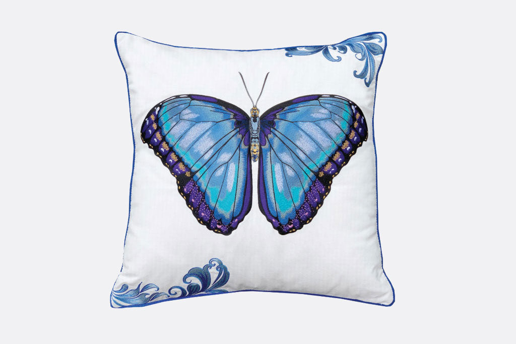 Boundless Blue Embroidered Indoor/Outdoor Pillow