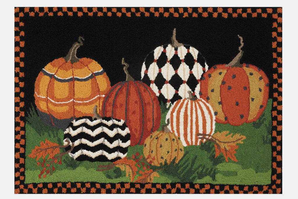 Pumpkin Menagerie Hooked Rug - LAST CHANCE