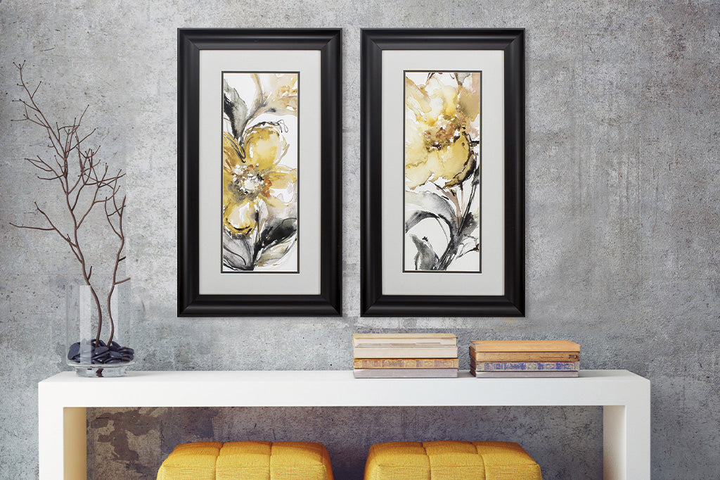 Blossoms of Gold Framed Art Prints Set of 2