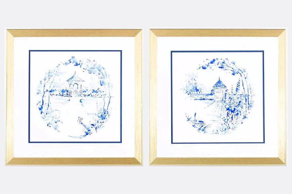 Empress Blue Pavillions Framed Art Prints Set of 2