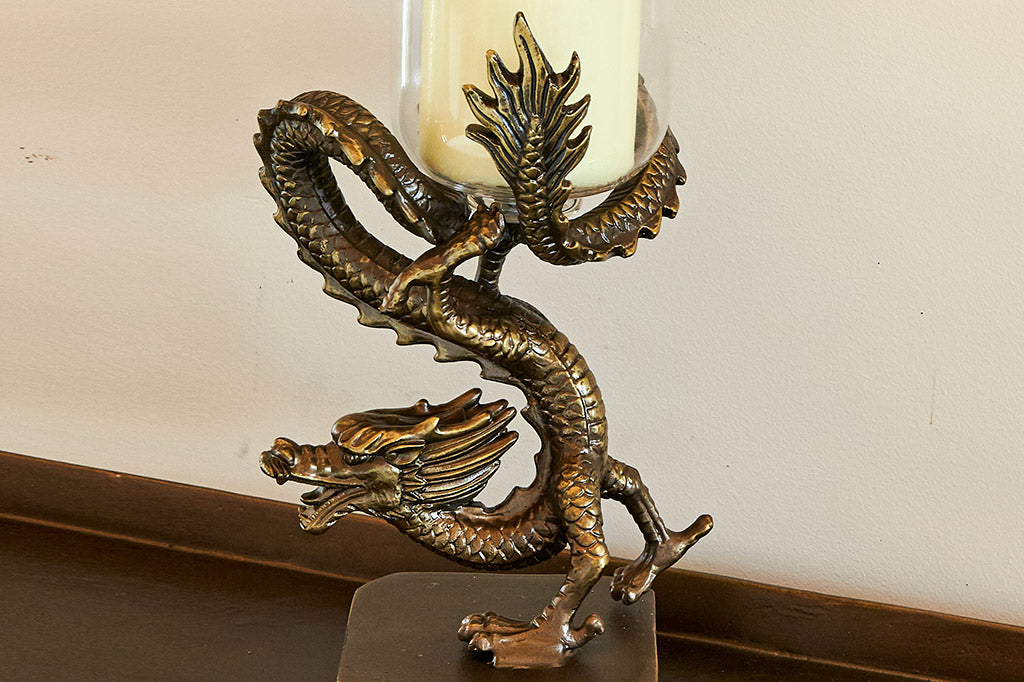 close up view of Ming Dragon Candle Holder