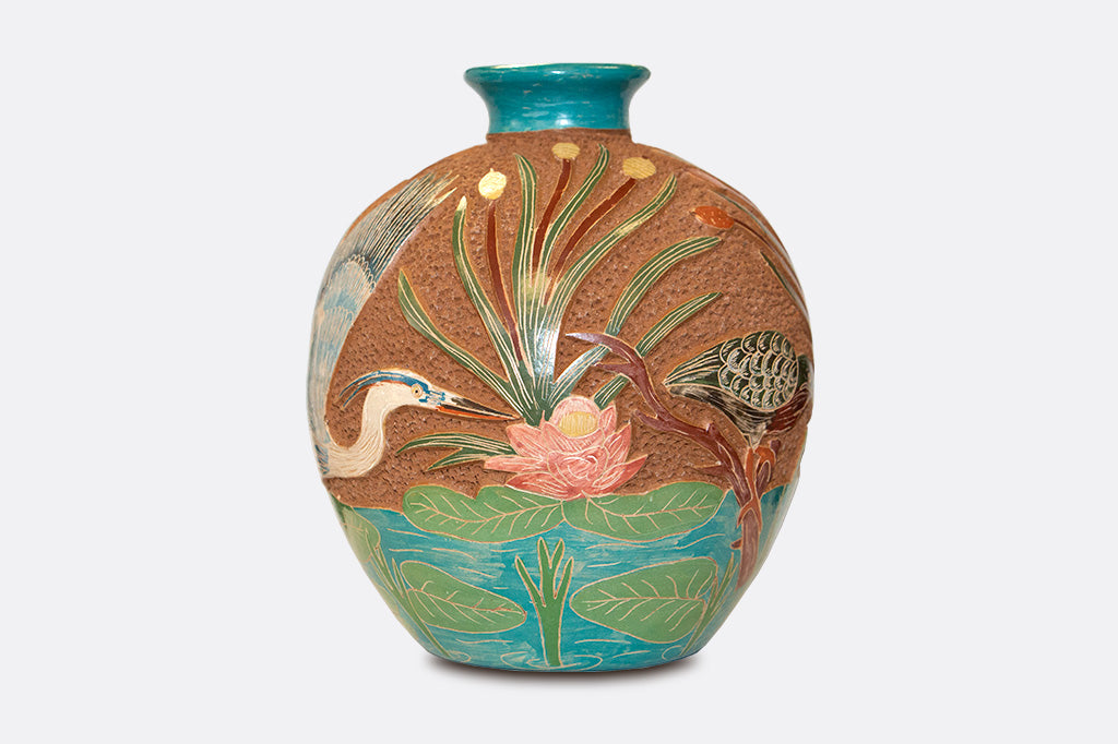 Wetland Herons Petite Art Vase