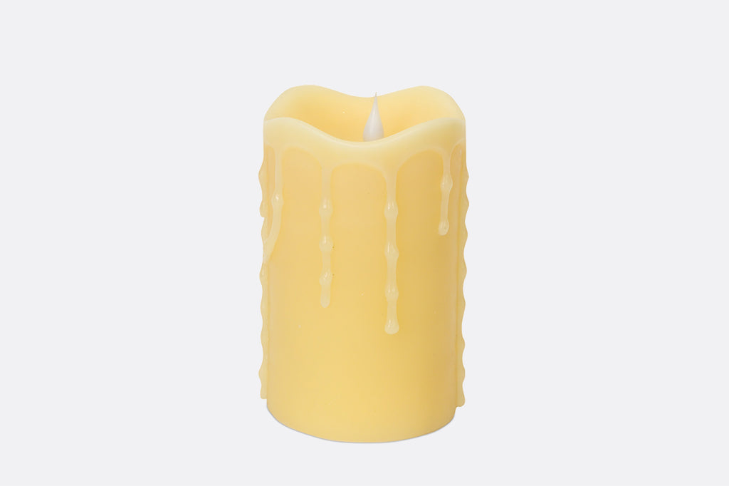 LED Dripping Candle 3" x 5" in Antique Ivory