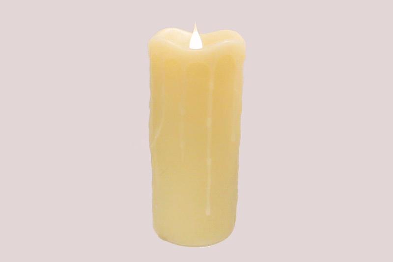 LED Dripping Candle 3" x 7" in Antique Ivory
